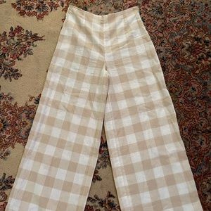 Forever 21 high waisted beige gingham pants